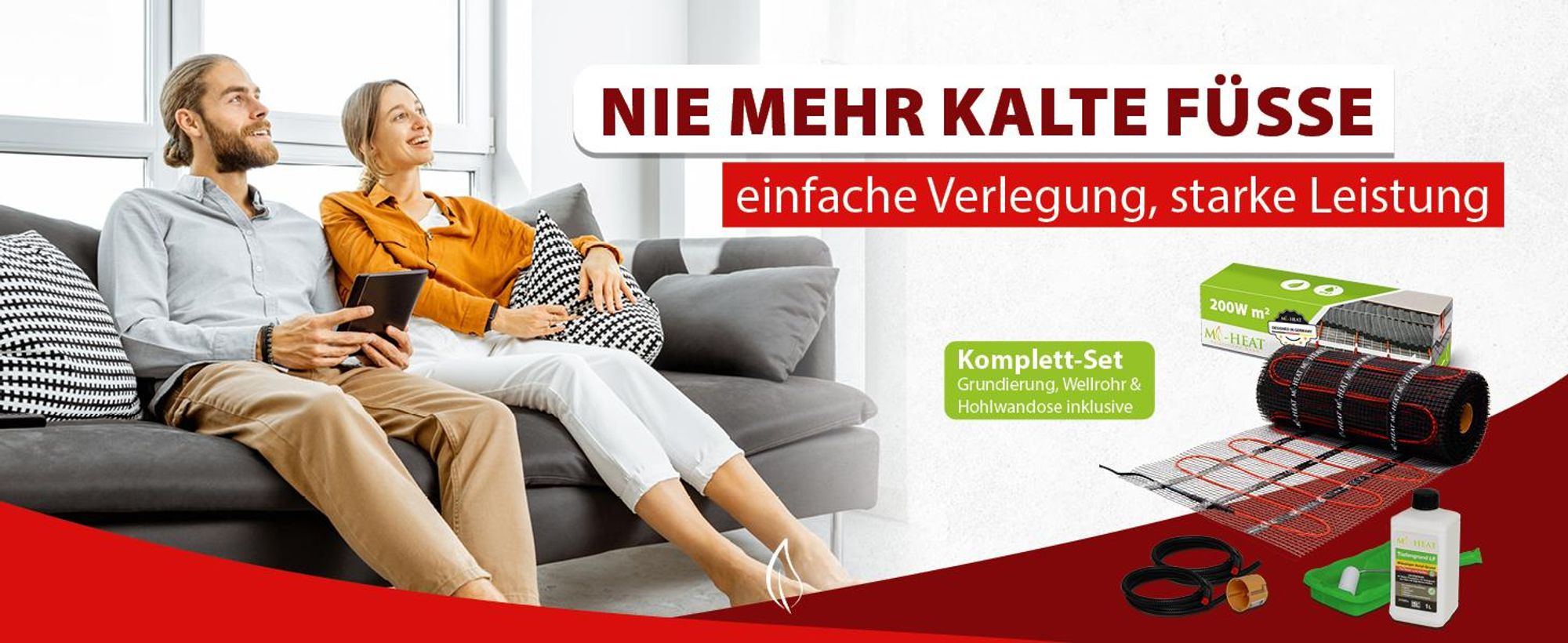Elektrische Fußbodenheizung  200Watt 3m² Dünnbettheizmatte für Fliesen Komplett Set Thermostat E91 Digital weiß
