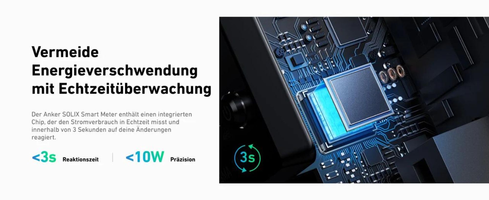 Anker SOLIX Smarter Zähler, Drahtlos, Steckerfertig, 1 W Genauigkeit, 10 Jahre Stromversorgung, 5x5x3 cm