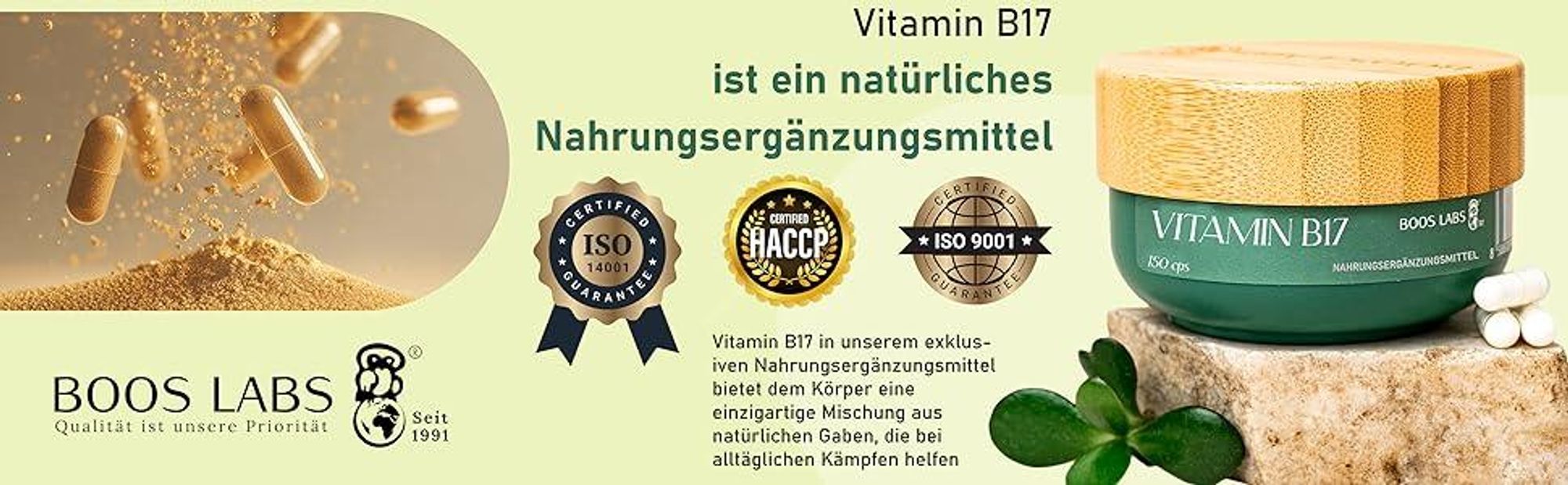 das stärkste Vitamin B17 I 1000mg I 150 vegane Kapseln I 2 vegane Kapseln pro Tag I B17 Vitamin Kapseln Hochdosiert in 2 Kapseln I Bittere Aprikosenkerne direkt aus der Natur I im Beutel