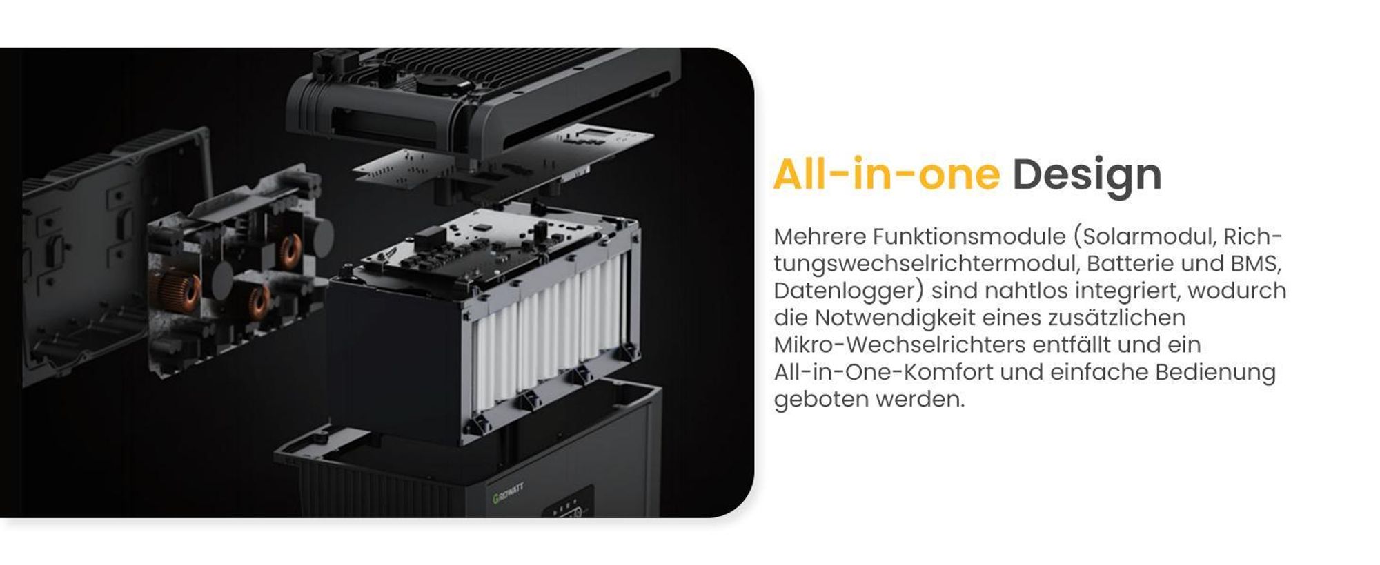 Powerness Balkonkraftwerk mit Speicher, Growatt NEXA 2000 All-in-One 2048Wh Speicher mit 2x 450W Full Black Bifazial Solarmodule (0% MwSt)