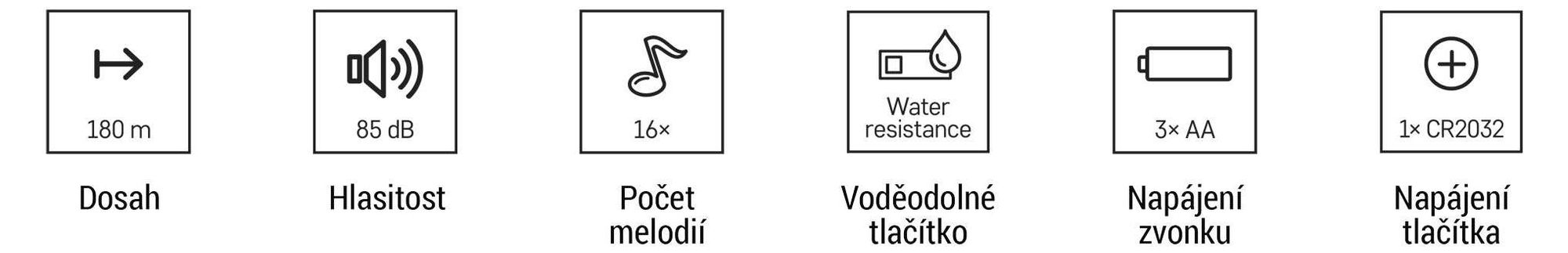 EMOS Bezdrátový zvonek s funkcí opakovače, neomezený dosah, 5 úrovní hlasitosti až 85 dB, LED displej, 16 melodií, napájení bateriemi, P5763N