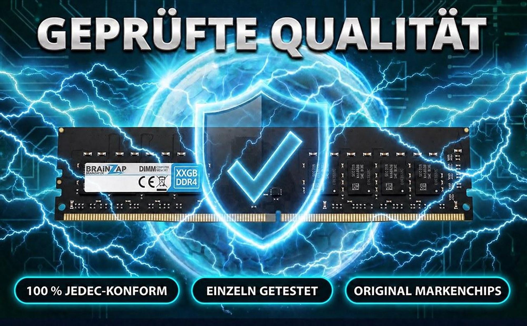 BRAINZAP 16GB (2x 8GB) DDR4 RAM DIMM PC4-2400T-UC0-11 2Rx8 2400 MHz 1.2V CL17 Computer PC Arbeitsspe