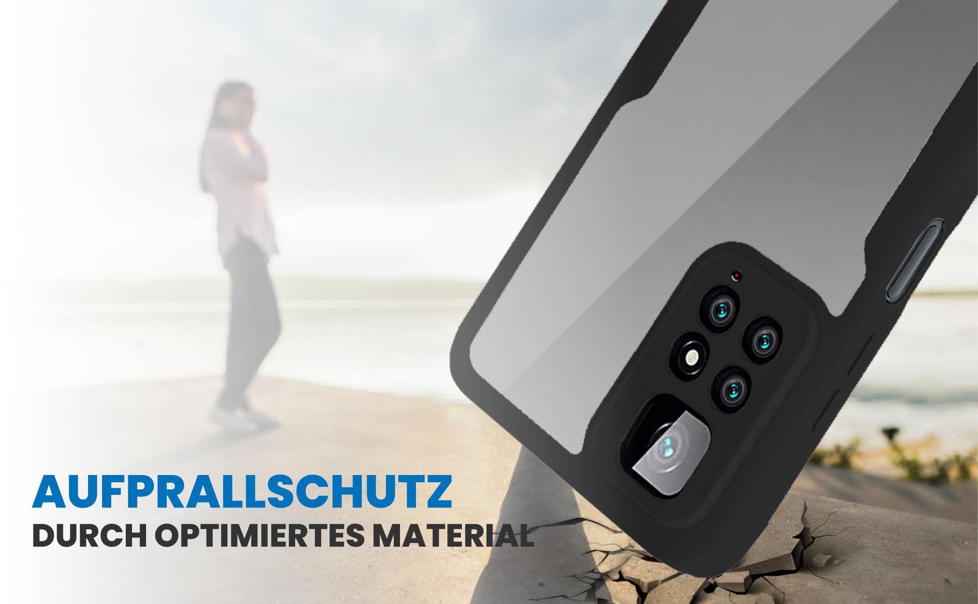 Schwarzes Front Back Cover für Xiaomi Redmi Note 11 mit Aufprallschutz