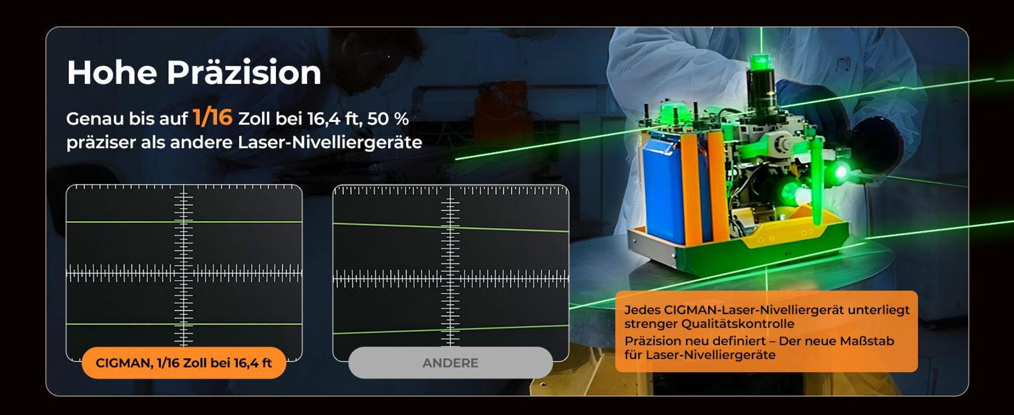 CIGMAN CM-S05 Kreuzlinienlaser 3x360 Grad, Gestensteuerung, App-Anbindung, LCD-Display