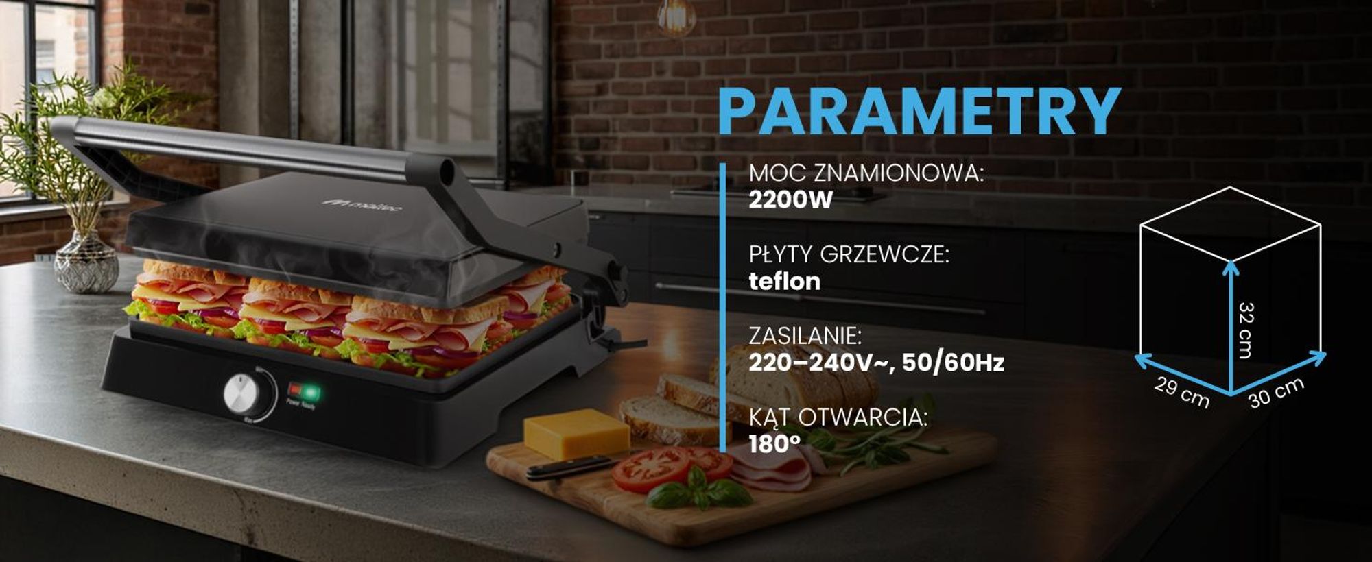 Opiekacz do kanapek sandwich panini z tacką ociekową