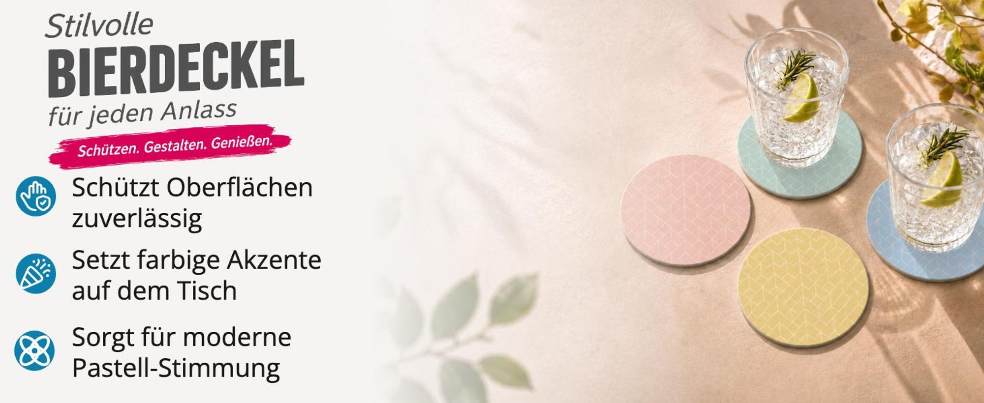 itenga 40x Bierdeckel rund Geometrie Pastell Muster Untersetzer 10,7cm