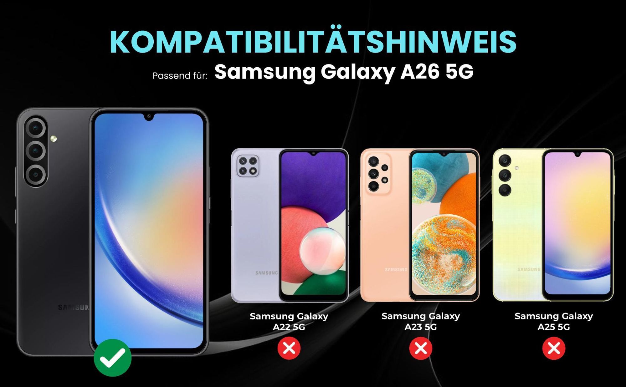 Kompatibilitätshinweise Hülle für Samsung Galaxy A26 5G