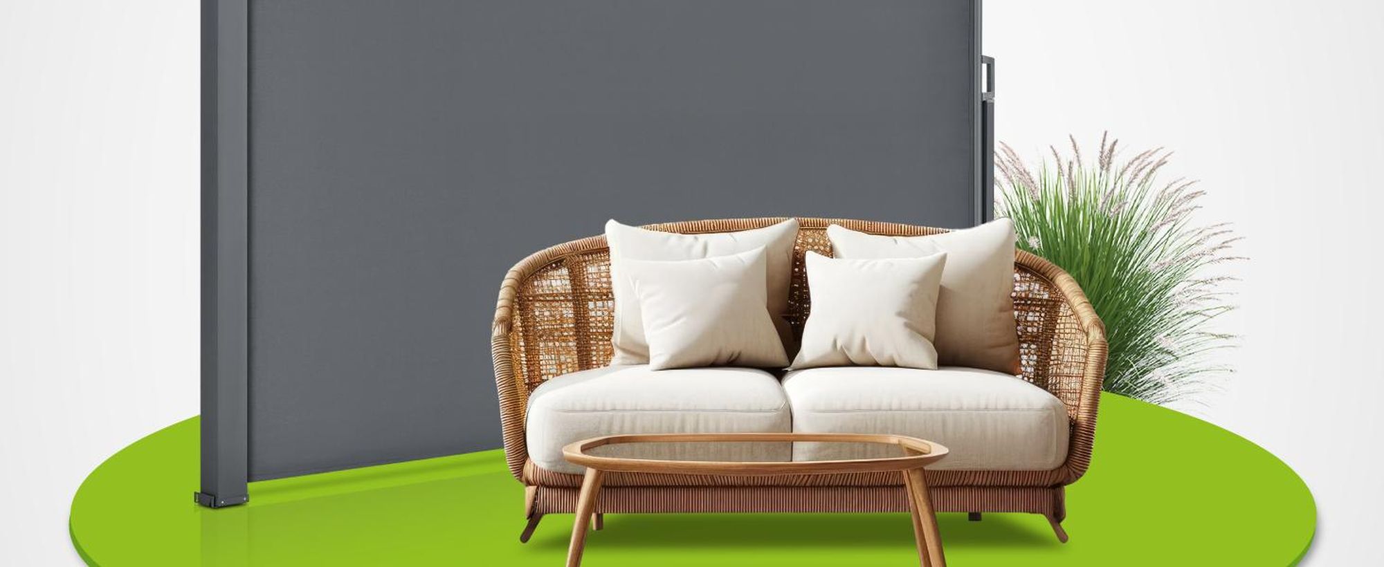 Juskys Seitenmarkise Dubai 300 x 180 cm ausziehbar blickdicht, Sichtschutz für Balkon & Terrasse, Seitenrollo Wandhalterung - anthrazit