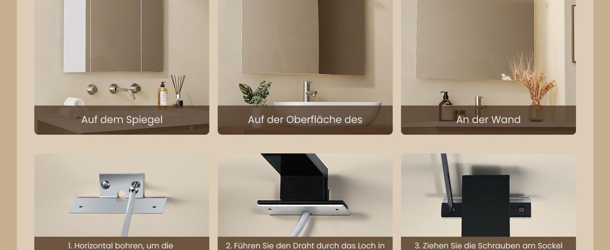 EMKE Spiegelleuchte LED Spiegelleuchte 40cm Spiegellampen für Badezimmer IP44 Schrankleuchte Schwarz Neutral Licht 4200K