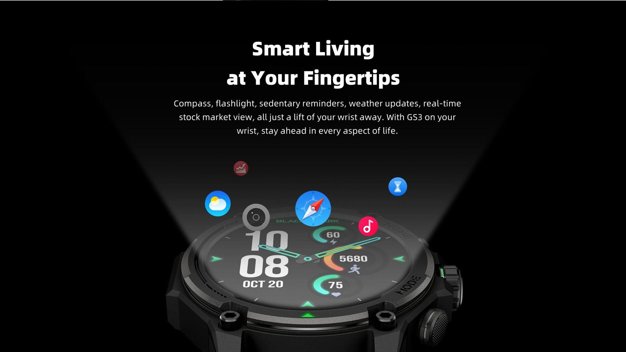 GPS smart hodinky BLACK SHARK GS3 1,43" AMOLED GPS 21 dní Farba Zelená