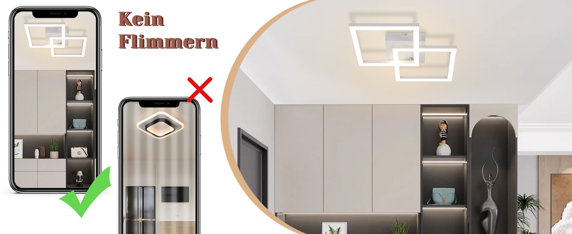 ZMH Deckenlampe LED Deckenleuchte Küche Modern Küchenlampe 24W 4000K Wohnzimmerlampe Design Flurlampe Neutralweiß Schlafzimmerlampe Flur Deckenbeleuchtung Weiß für Kinderzimmer Schlafzimmer