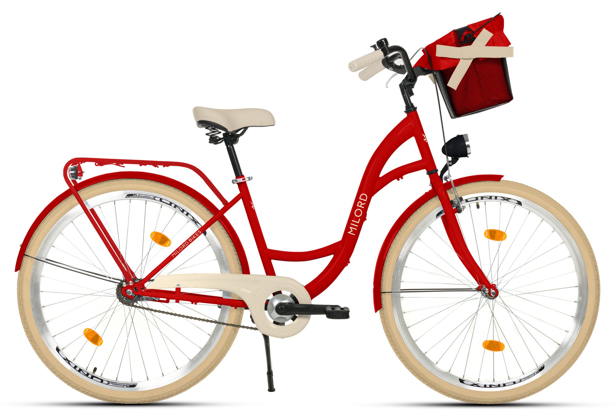 Milord Komfort Stadtfahrrad Fahrrad mit Korb Damenfahrrad, 28 Zoll, Weiß, 1-Gang