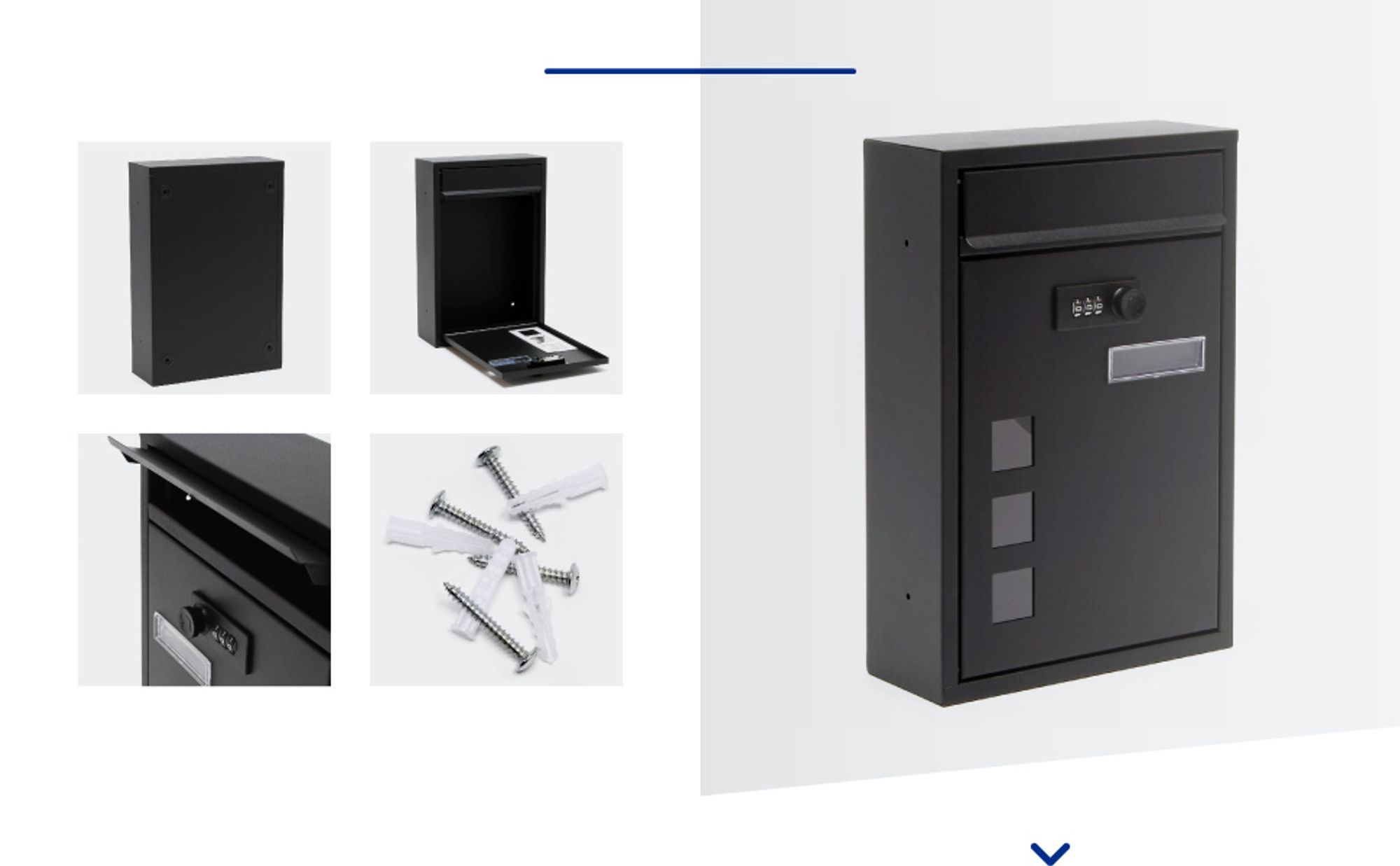 Wiltec Briefkasten schwarz 215x320x90mm Briefkasten mit Zahlenschloss, Namensschild und Sichtfenster Postkasten aus pulverbeschichtetem Stahl