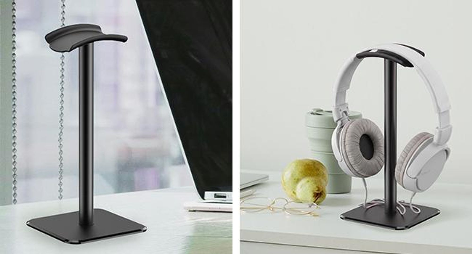 KRUMAD Kopfhörerständer Headset Halterung, Gaming Headset Ständer, freistehend, Kopfhörerhalter für Schreibtisch, Büro, Schwarz