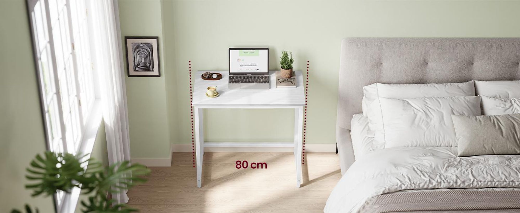 VASAGLE Schreibtisch Computertisc 80x50x75cm schmaler Bürotisch Weiß