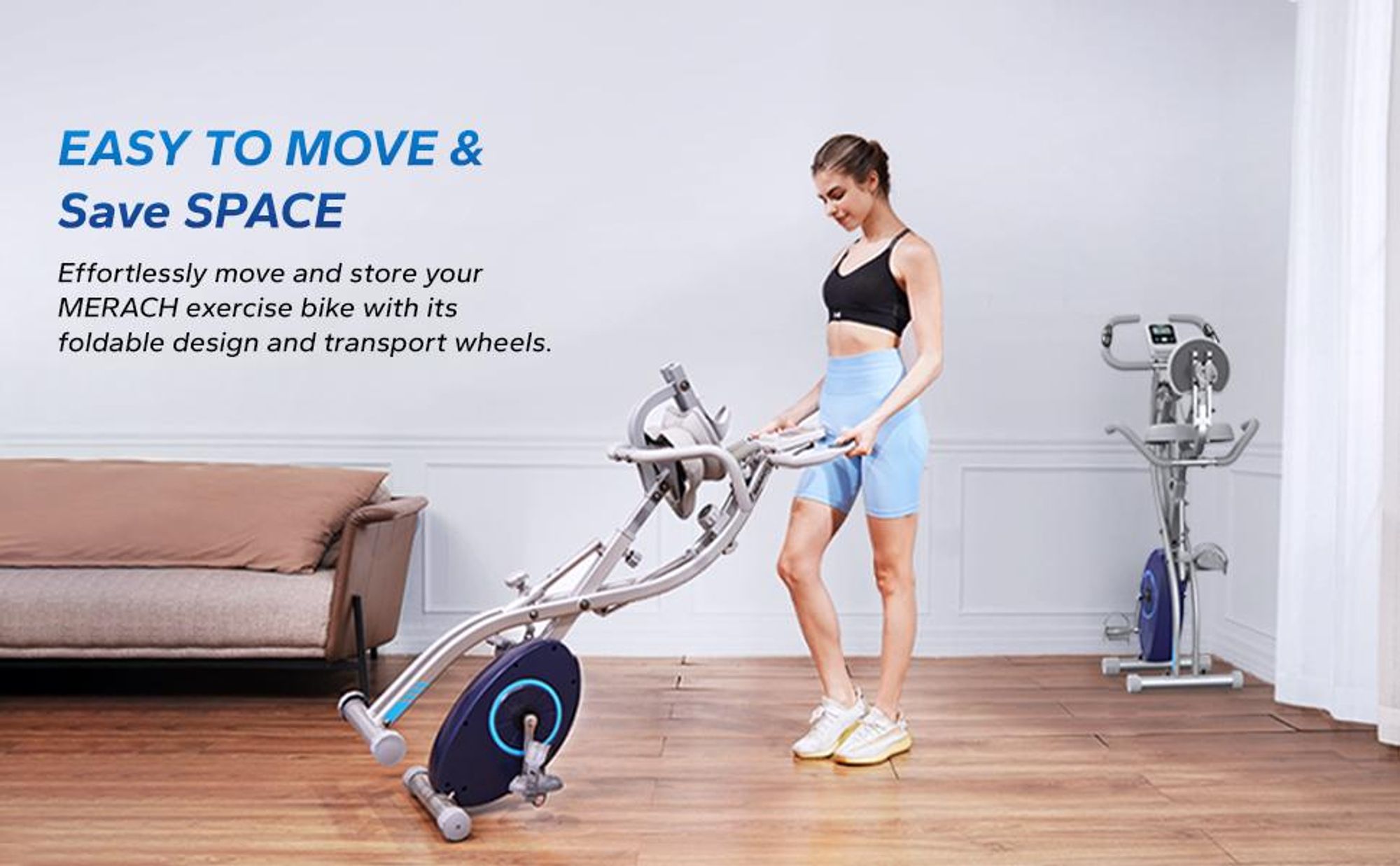 4-in-1 klappbarer Heimtrainer für Zuhause– magnetischer Ergometer mit 16 Stufen, LCD & Pulsmessung, Tabletständer, kompatibel Kinomap, bis 136 kg