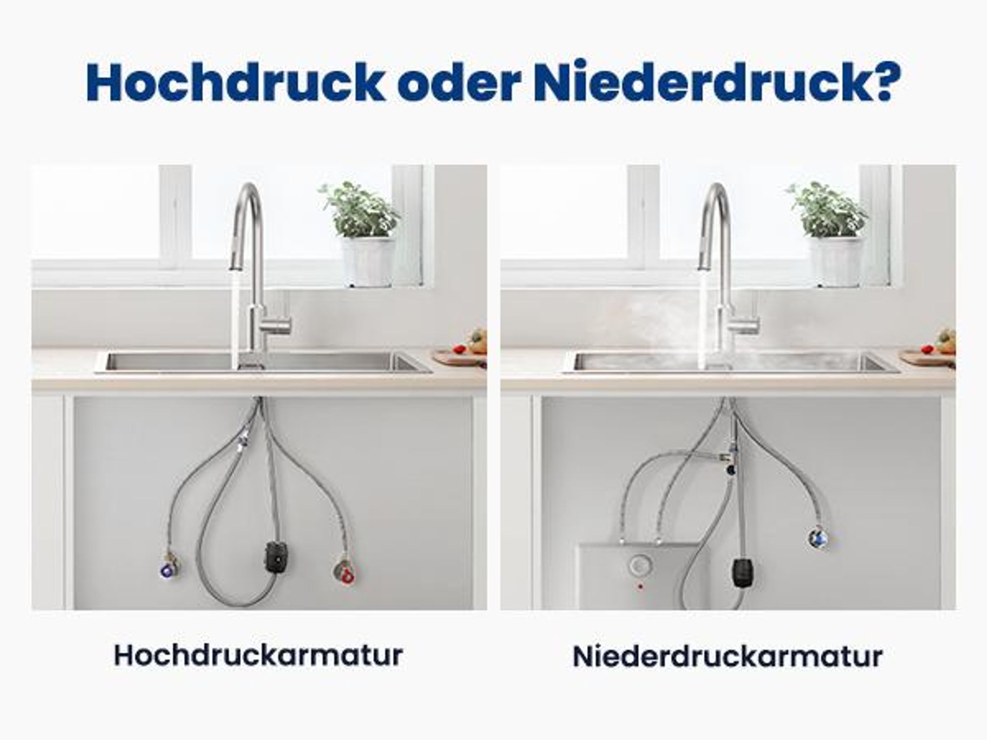 Cecipa Niederdruck Küchenarmatur Gebürsteter Edelstahl Ausziehbar, Wasserhahn Küche mit Brause, 360° Drehbar Spültischarmatur für Kleinspeicher