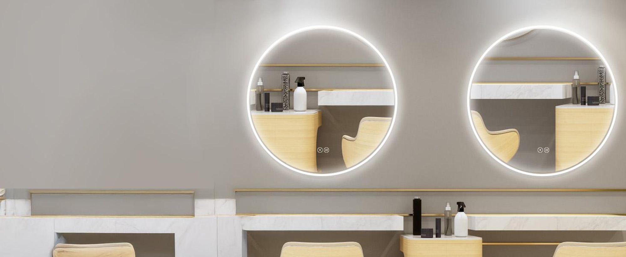 HOKO Badspiegel LED Antibeschlag Rund 60cm+LED Wechsel Warmweiß-Kaltweiß-Neutral 2700-6500K. Licht mit Touch Schalter/Wandschalter einschaltbar). Ulm