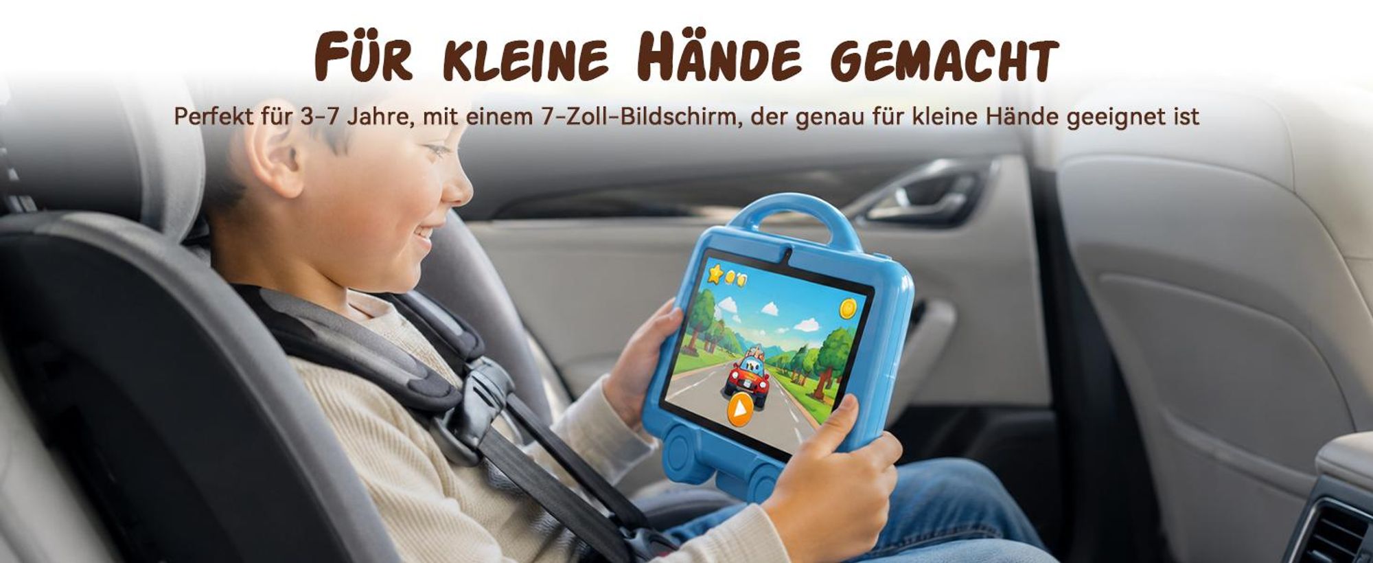 Tabwee K8 Kinder Tablet 7" , robuste Schutzhülle mit Griff und Ständer, Elternkontrolle, 4GB+32GB, Lern- & Spieltablet für Kinder von 3 bis 7 Jahren