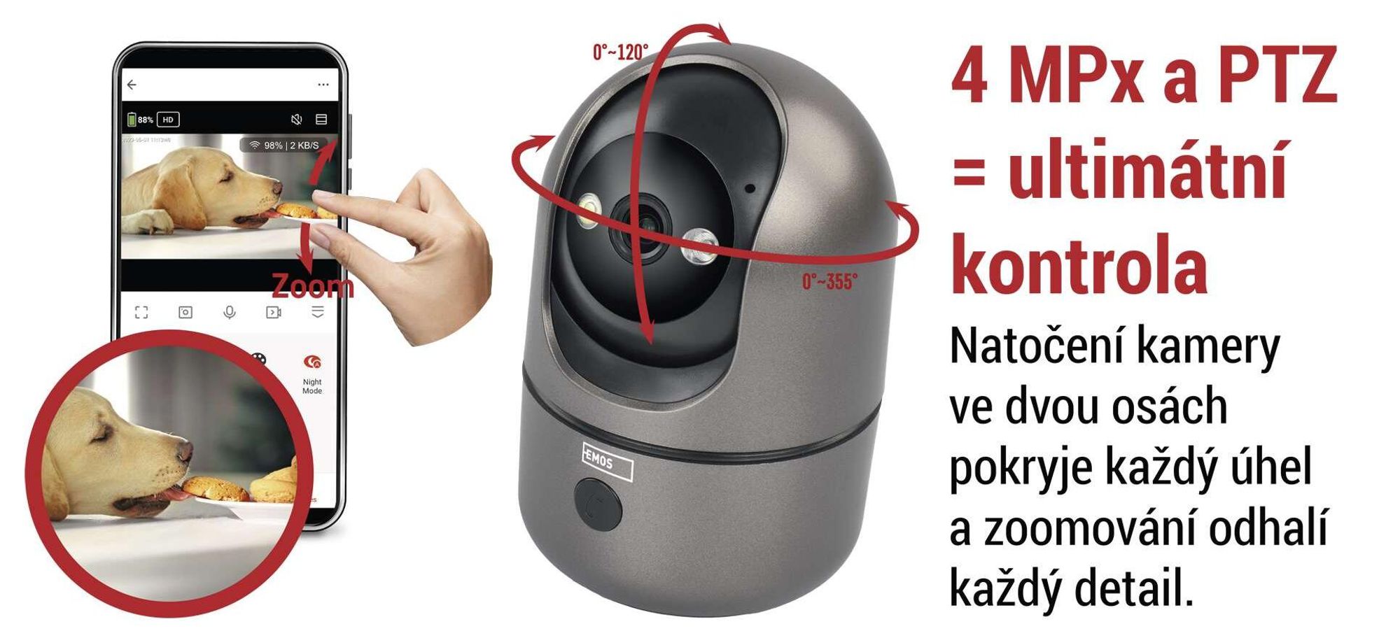 EMOS Digitální teploměr a vlhkoměr s bezdrátovým čidlem, dosah 100 m, zobrazení trendů a komfortu, datum, čas, budík, bílý, E0558W