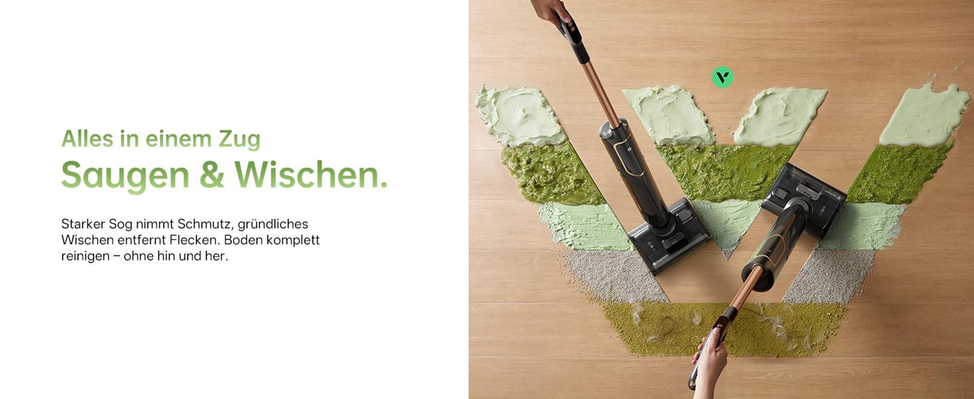Vactidy X7 Nass-Trocken-Akkusauger, 3-in-1 Saug Wisch - 180° Flachliege-Design, 13 cm Schlank, 0 mm Kantenanpress mit Anti-Tangle-Technologie