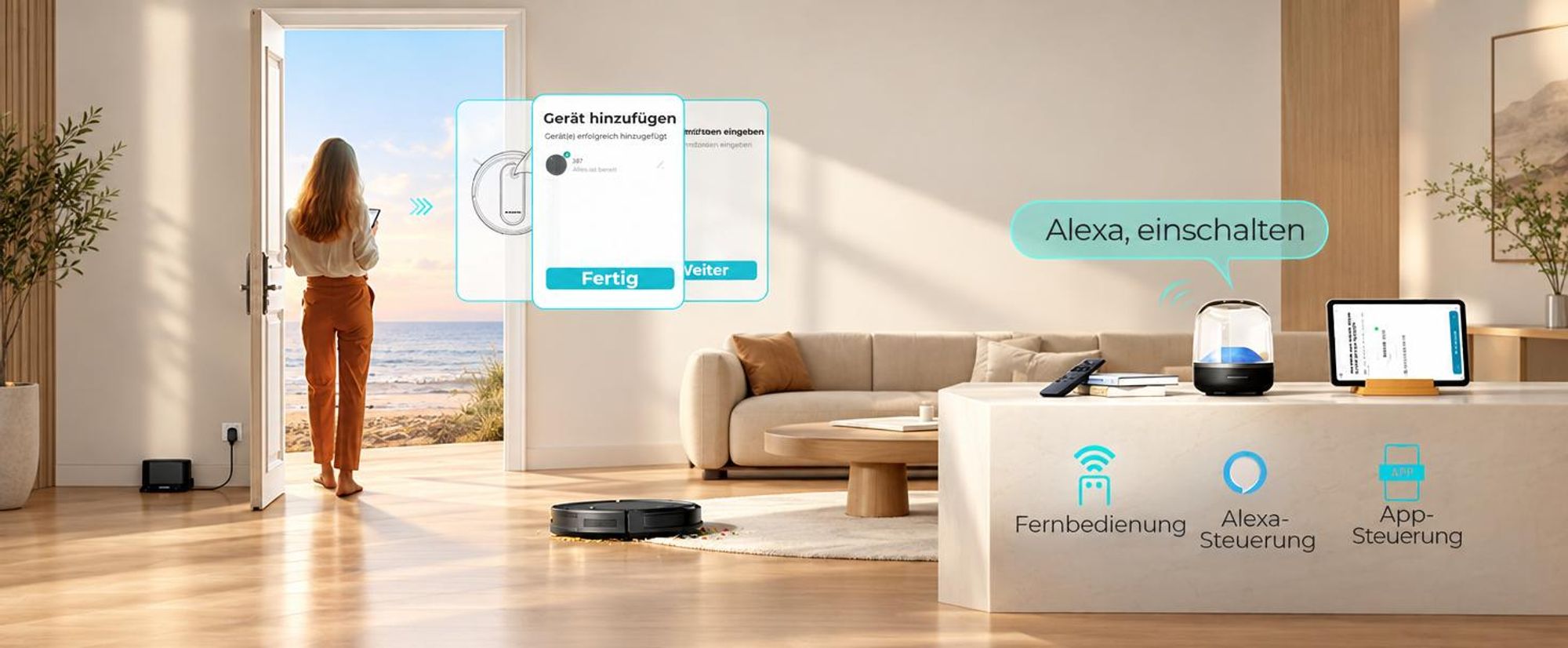 Airzeen Saugroboter mit Wischfunktion , 3in1 Roboterstaubsauger 8000Pa Starke Saugleistung Leiser Roboter-Staubsauger, App/WiFi, 120 Min Laufzeit