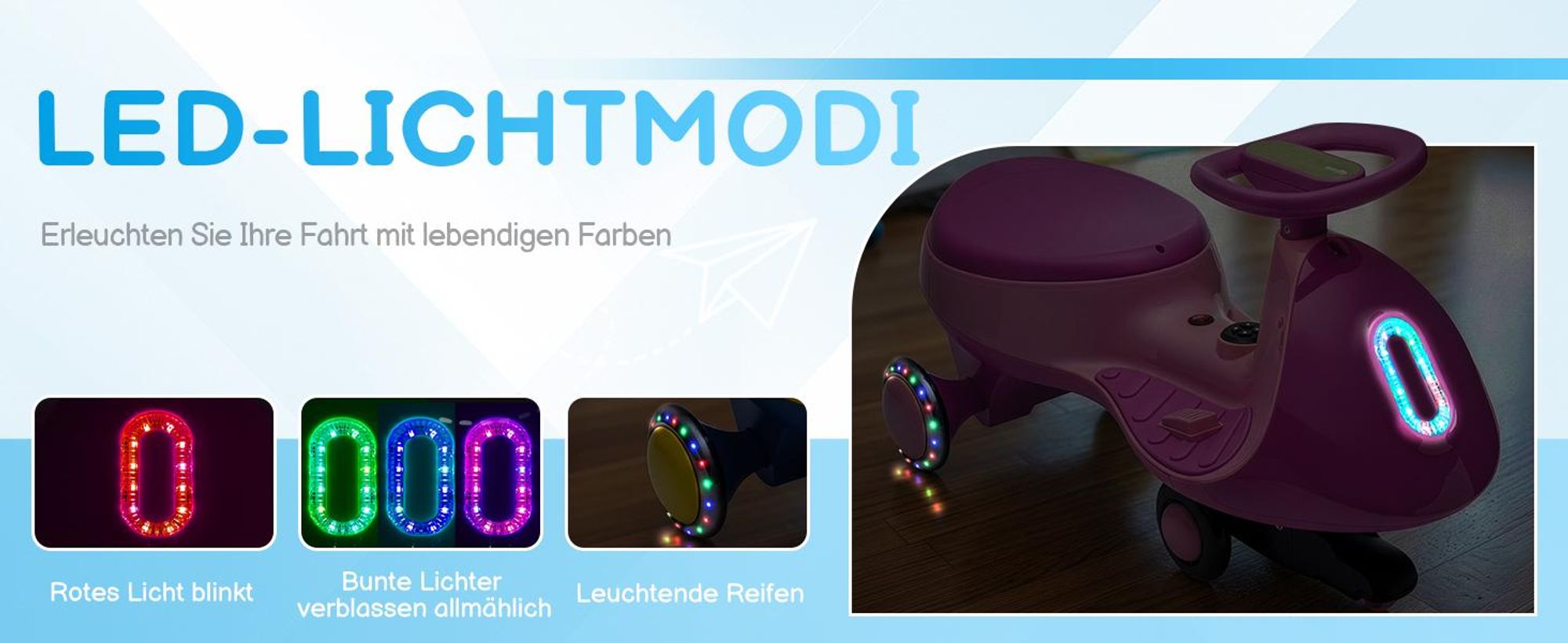 Kinder-Elektroauto 12V, Elektrisches Rutschauto mit Pedal, 2 Geschwindigkeiten und Kippschutz, Bluetooth, für Kinder ab 3 Jahren,Fuchsia & Rosa
