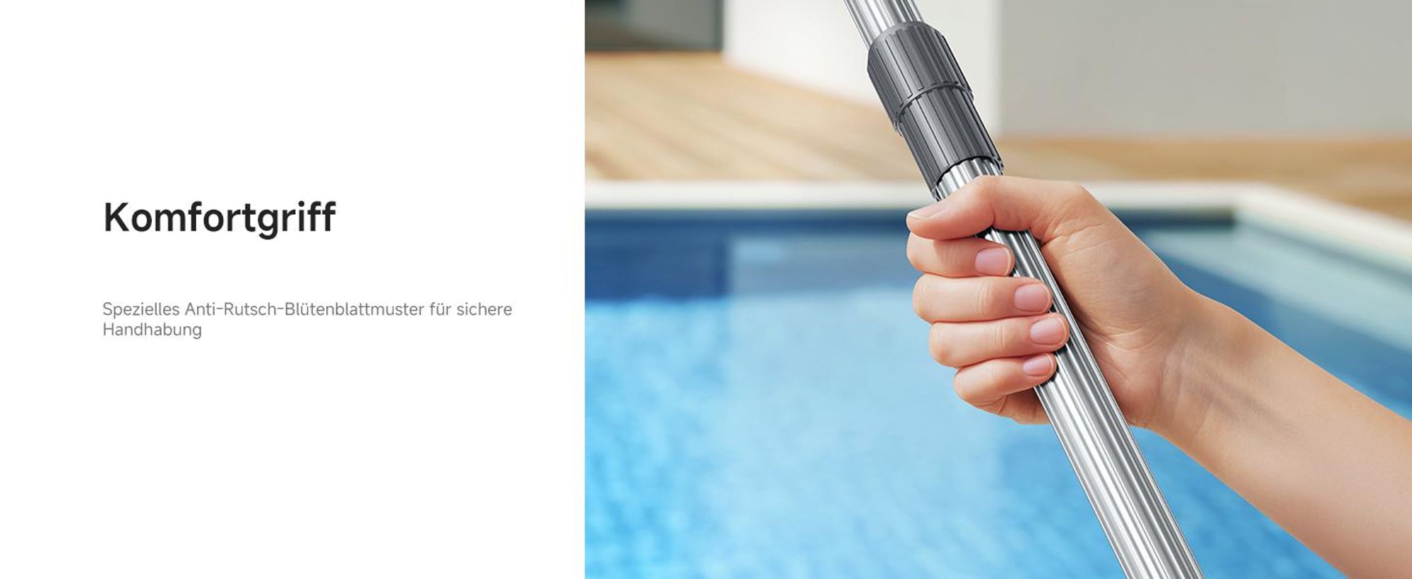MOVA Handler V10 Kabelloser Poolsauger, 4.200 L/h Saugleistung, 60 Min Laufzeit, Transparenter Saugkopf, 1,8 m Teleskopgriff