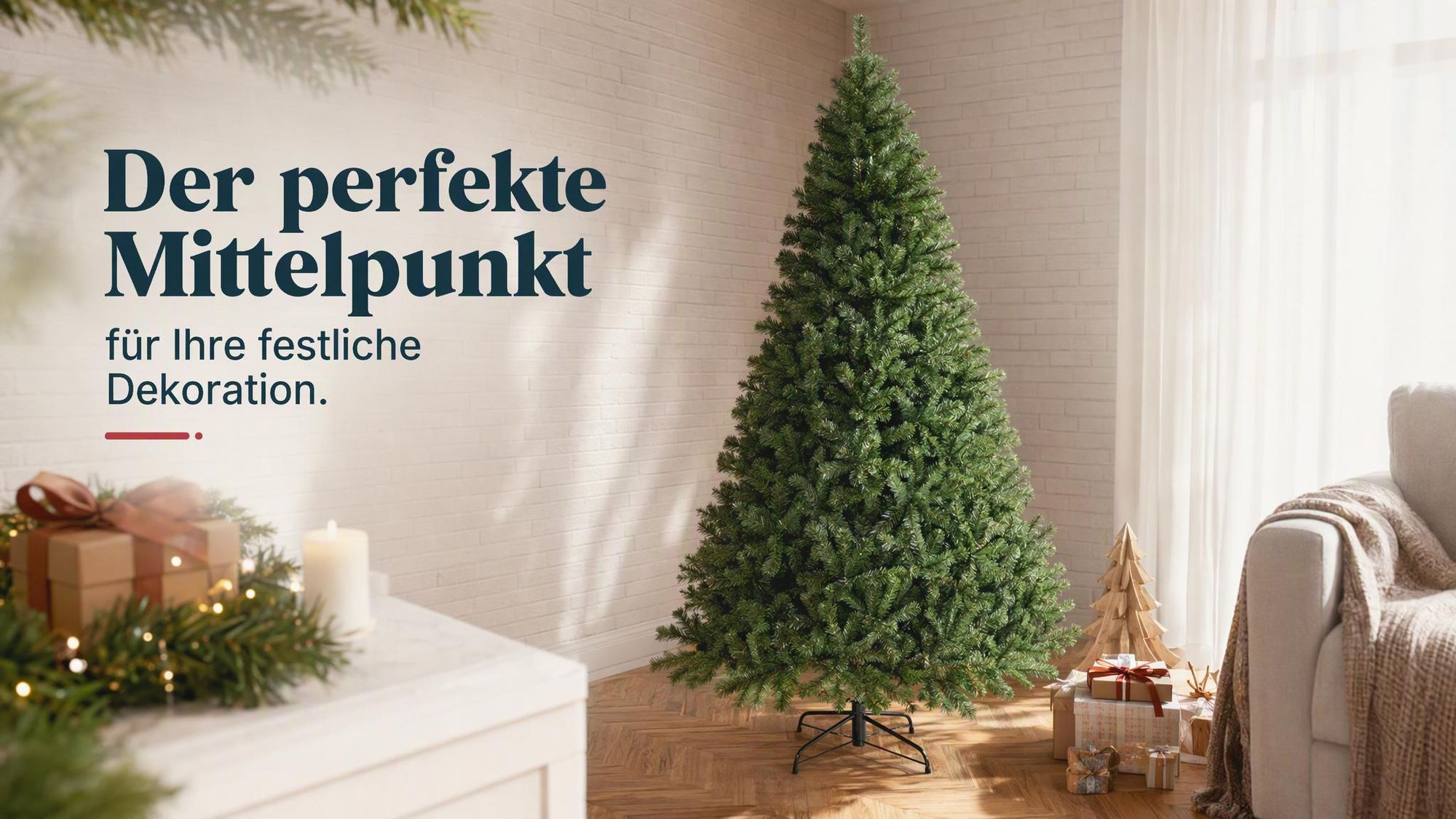 180 cm Künstlicher Weihnachtsbaum mit 1000 grünen Spitzen, Metallständer, Nordmanntanne, PVC Tannenbaum Naturgetreu Tannenbaum