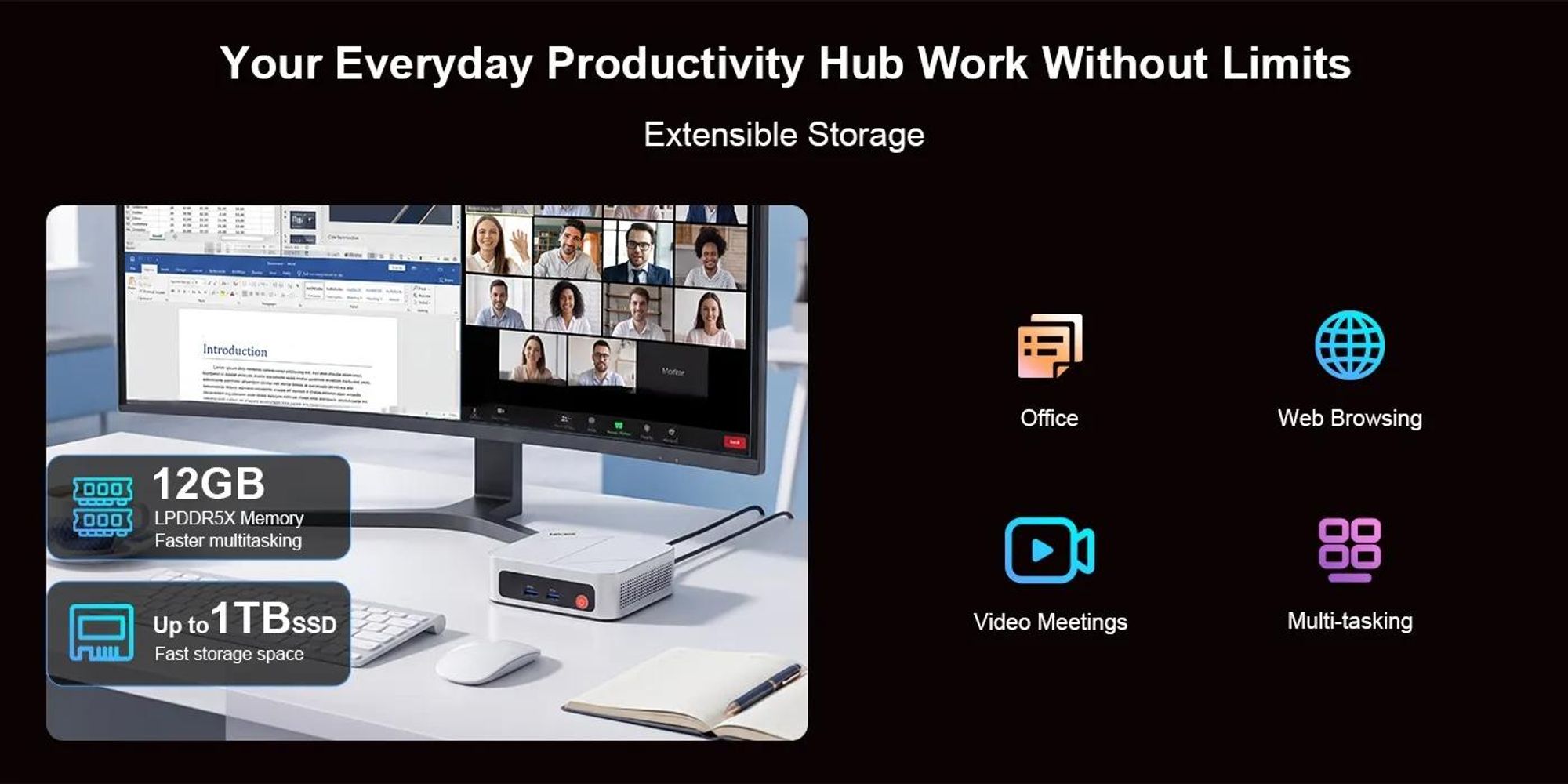 Ninkear MBOX 18 Mini PC | Intel Core 3 304, 12GB RAM, 512GB SSD, Windows