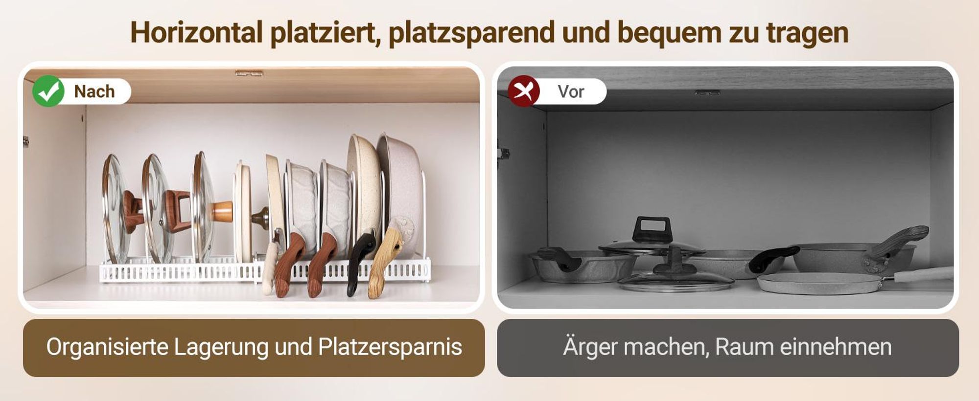 Yorbay Topfdeckelhalter ,Erweiterbarer Deckelhalter Topfdeckelhalter mit 10 Verstellbare Fächer , Küche Topf Pfannen Organizer Topfdeckel Aufbewahrung