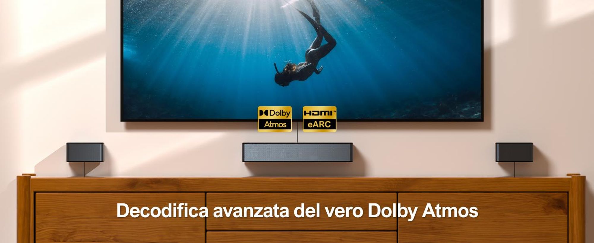 ULTIMEA Soundbar 5.1 Dolby Atmos, sistema audio surround 3D Soundbar per televisori, altoparlanti TV per home cinema con bassi regolabili