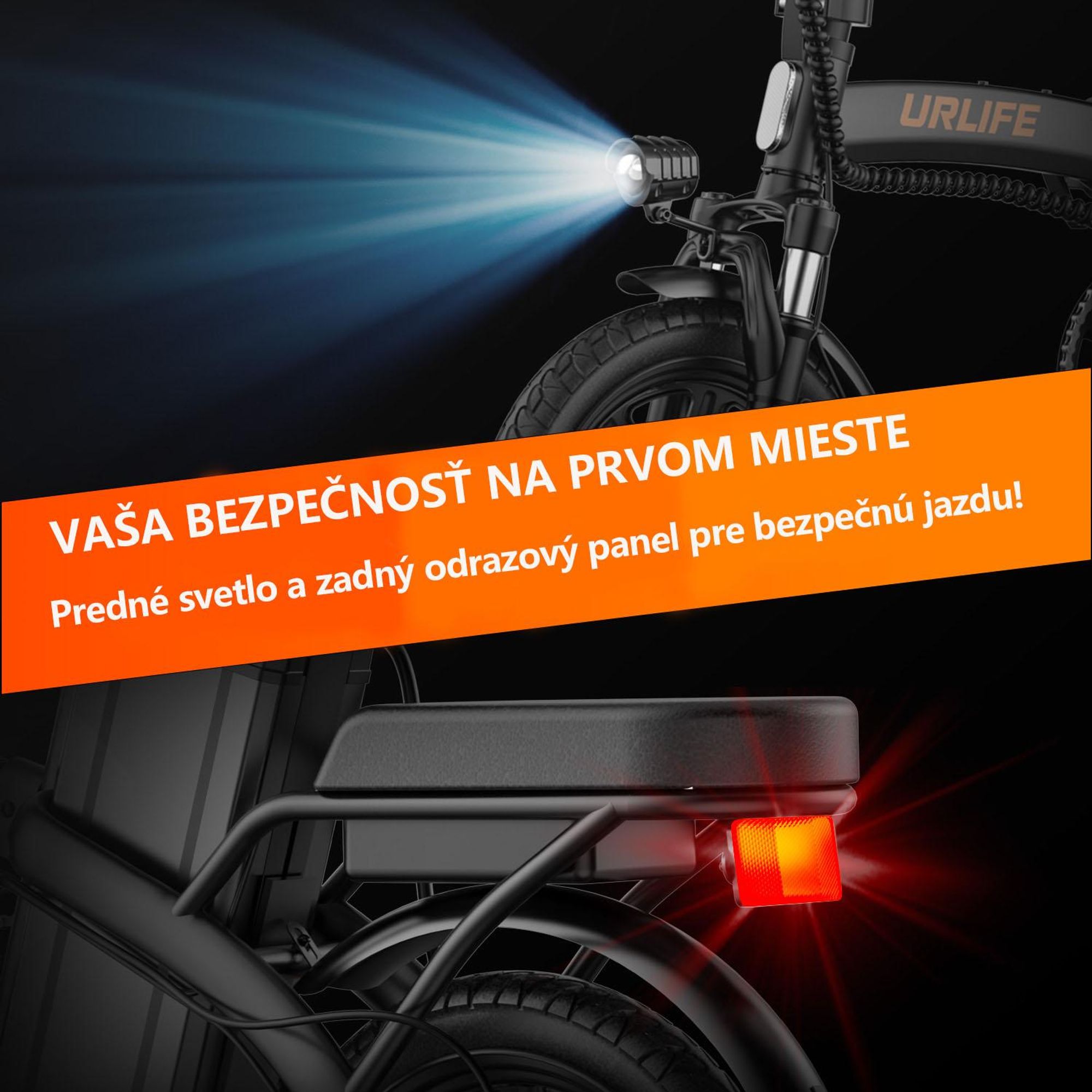 URLIFE F1L E-bike - 250W Motor  48V 7.5Ah Batéria14 Palcové Pneumatiky Kotúčové Brzdy - Čierna