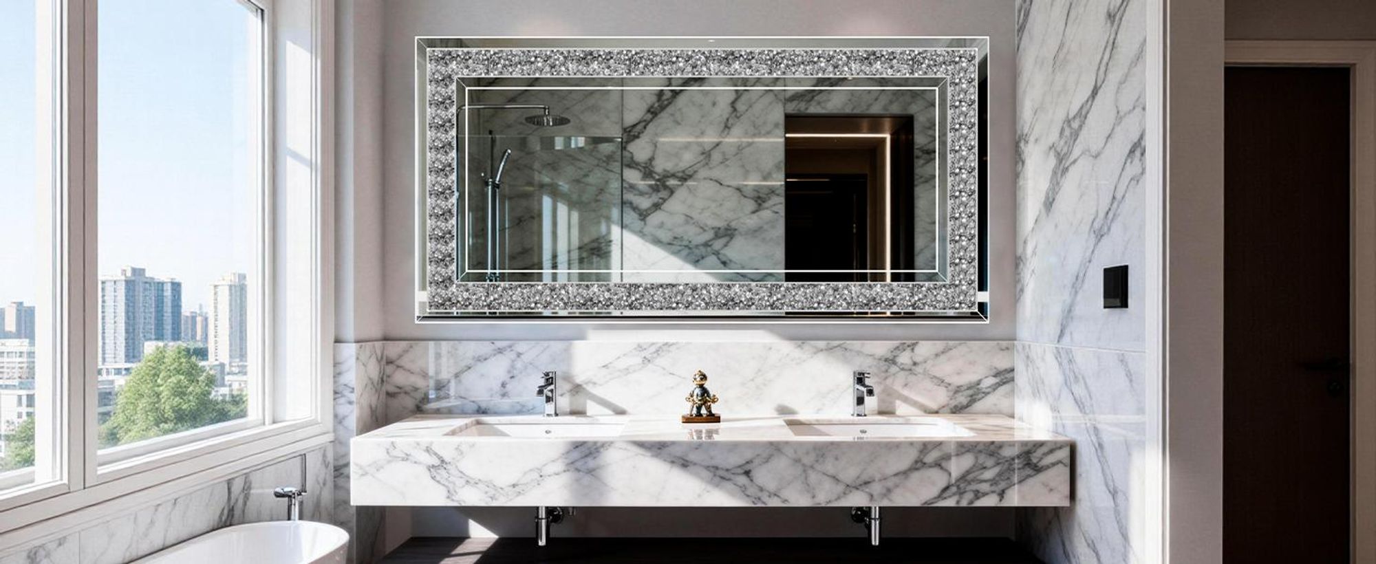 WISFOR Moderner Wandspiegel Rechteckig Spiegel, Großer Dekorative Hängespiegel mit Metall Haken für Badezimmer Wohnzimmer Schlafzimmer 120×60cm