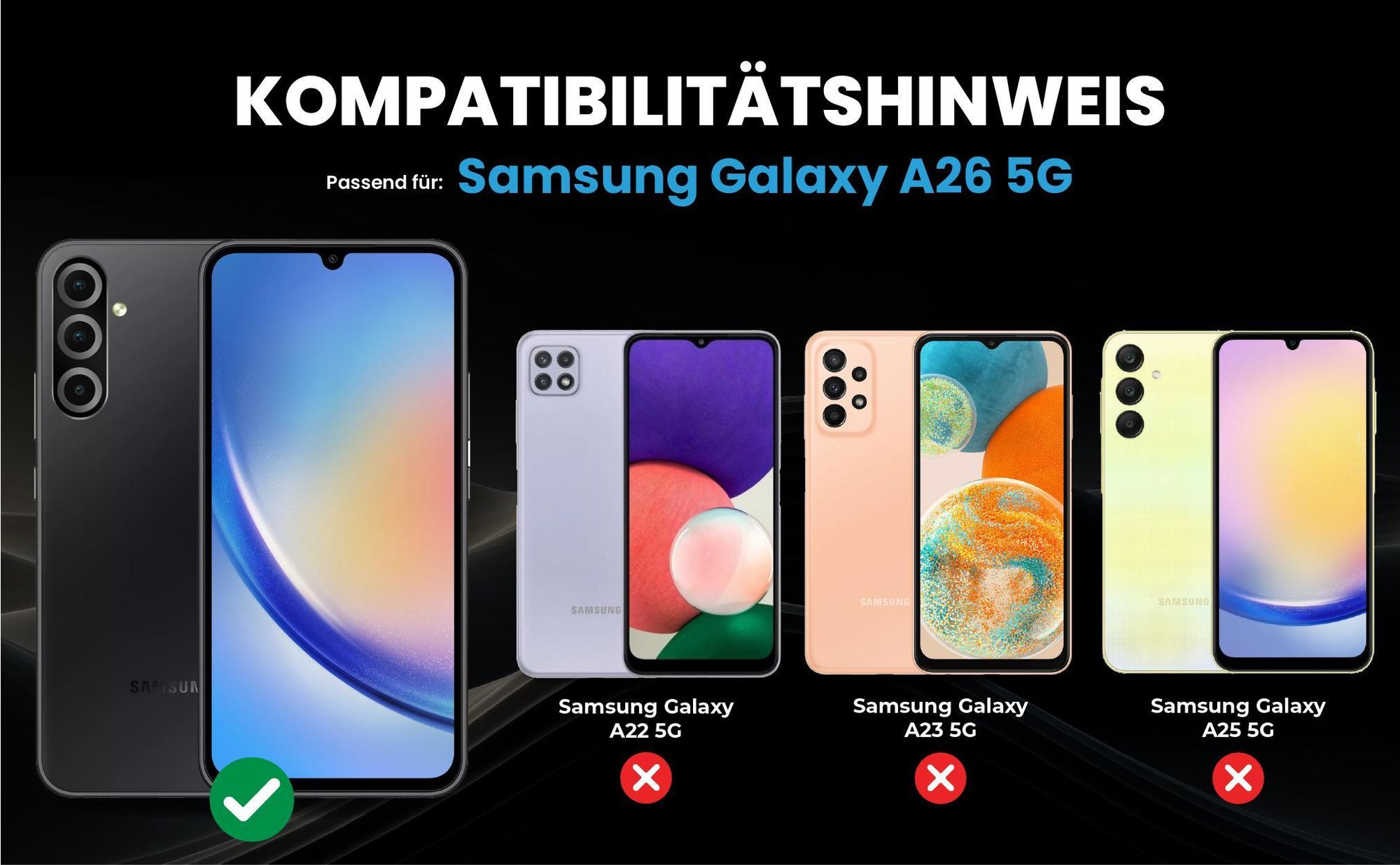 Kompatibilitätshinweise Hülle für Samsung Galaxy A26 5G