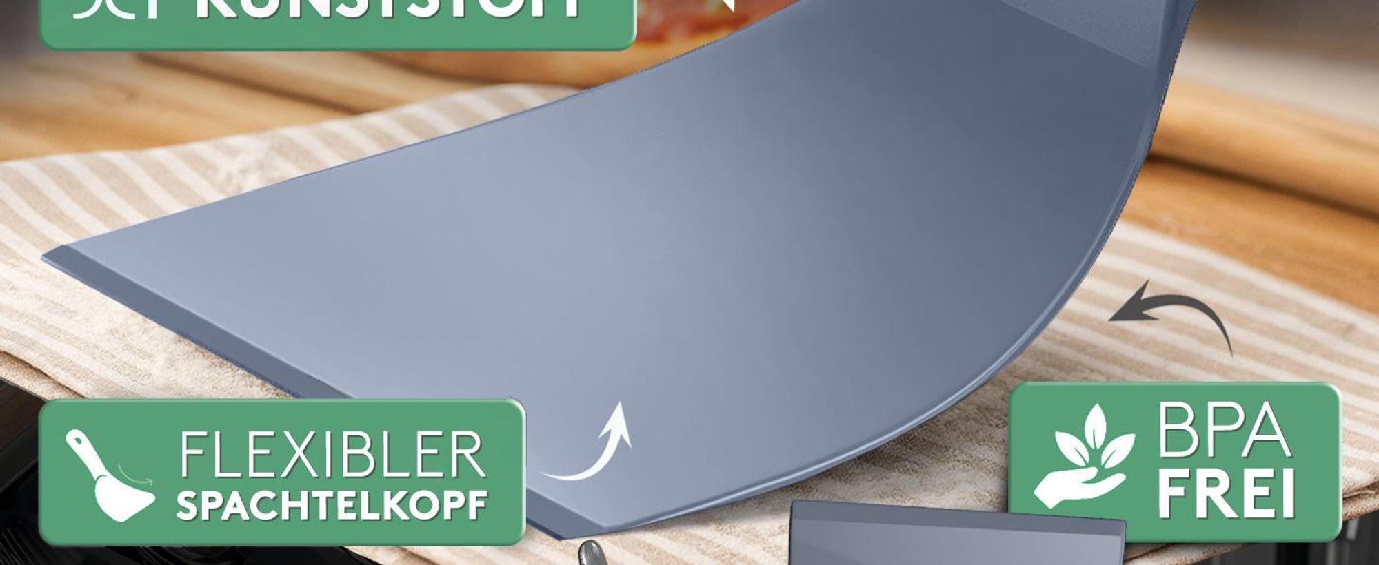 Edelfeld - Flexibler Teigspachtel Pizza mit Antihaftbeschichtung - Spülmaschinengeeigneter Pizza Spachtel - Lebensmittelecht & Hygienisch
