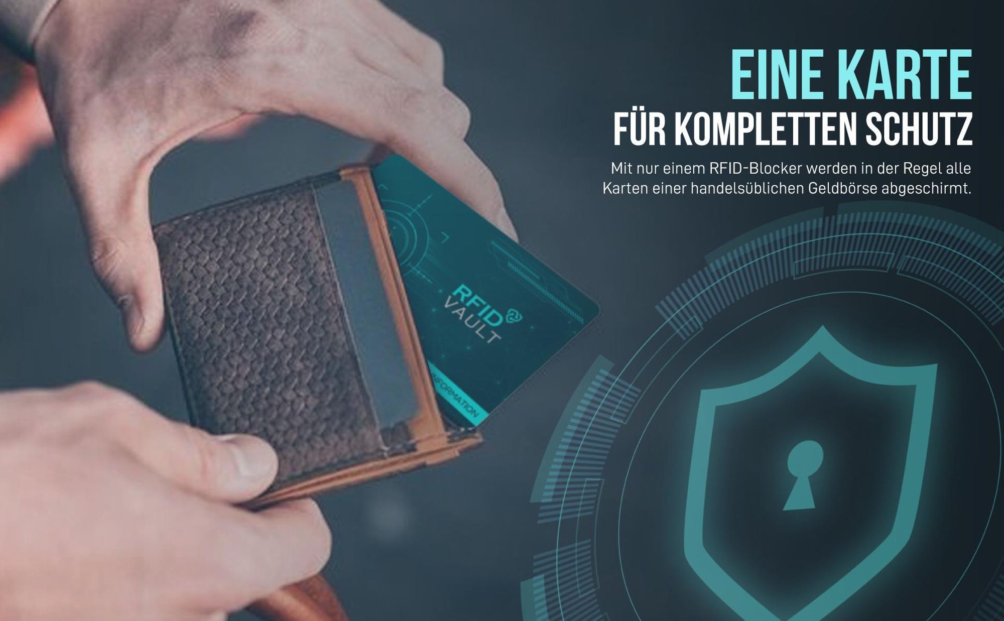 Eine RFID / NFC Schutzkarte genügt meist für den gesamten Geldbeutel
