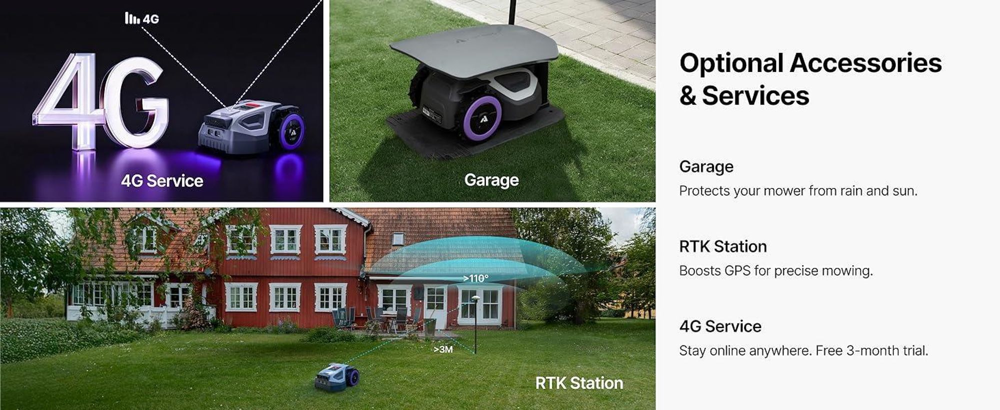 Kosiarka automatyczna ANTHBOT M9 bez kabla ograniczającego, nawigacja GPS RTK, wykrywanie przeszkód AI, do dużych ogrodów o powierzchni do 900 m², 3 miesiące NRTK gratis