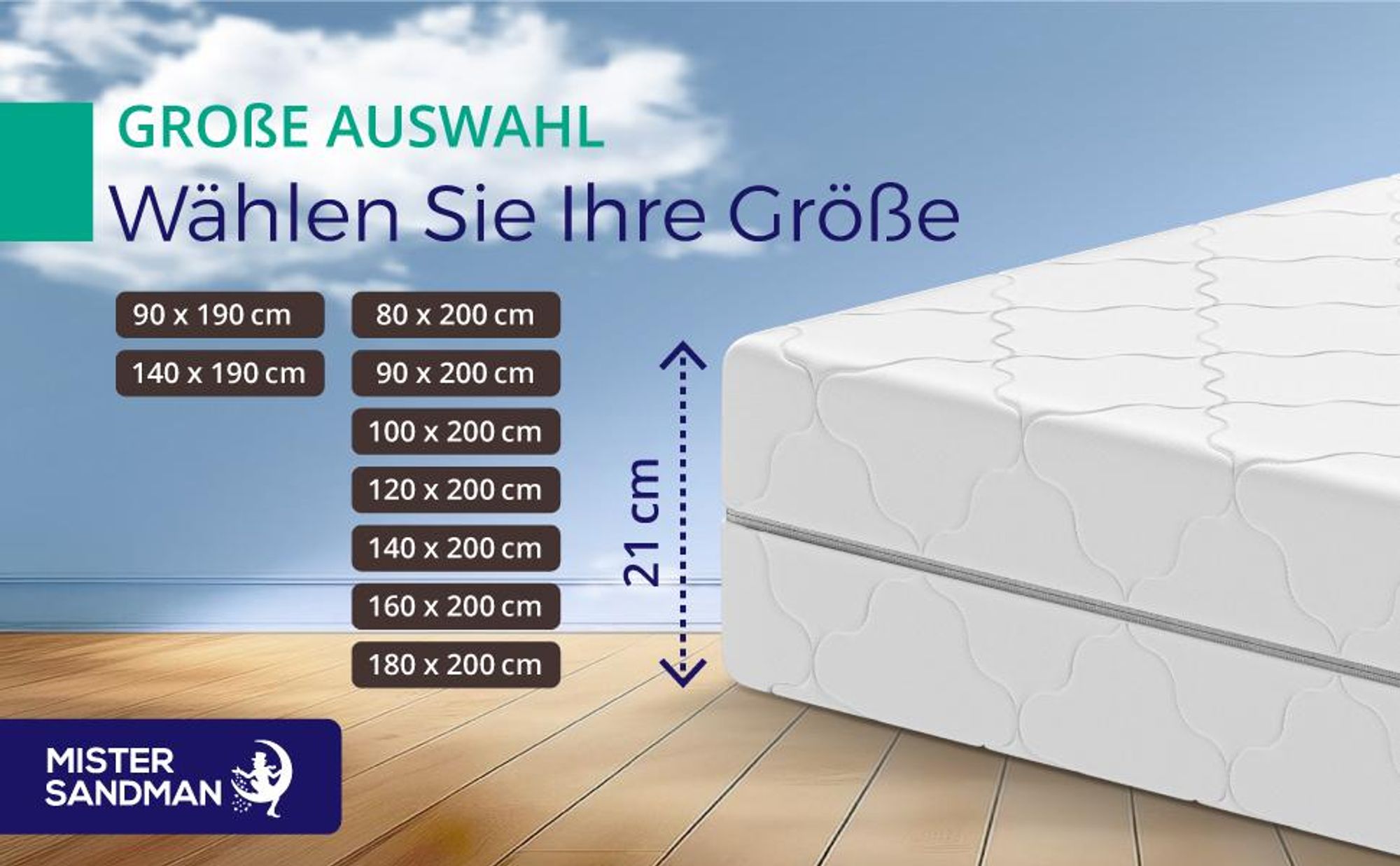 Taschenfederkernmatratze 80 x 200 cm H2 - Höhe 21 cm - Ergonomische 7-Zonen Matratze - Federkernmatratze für jede Schlafposition