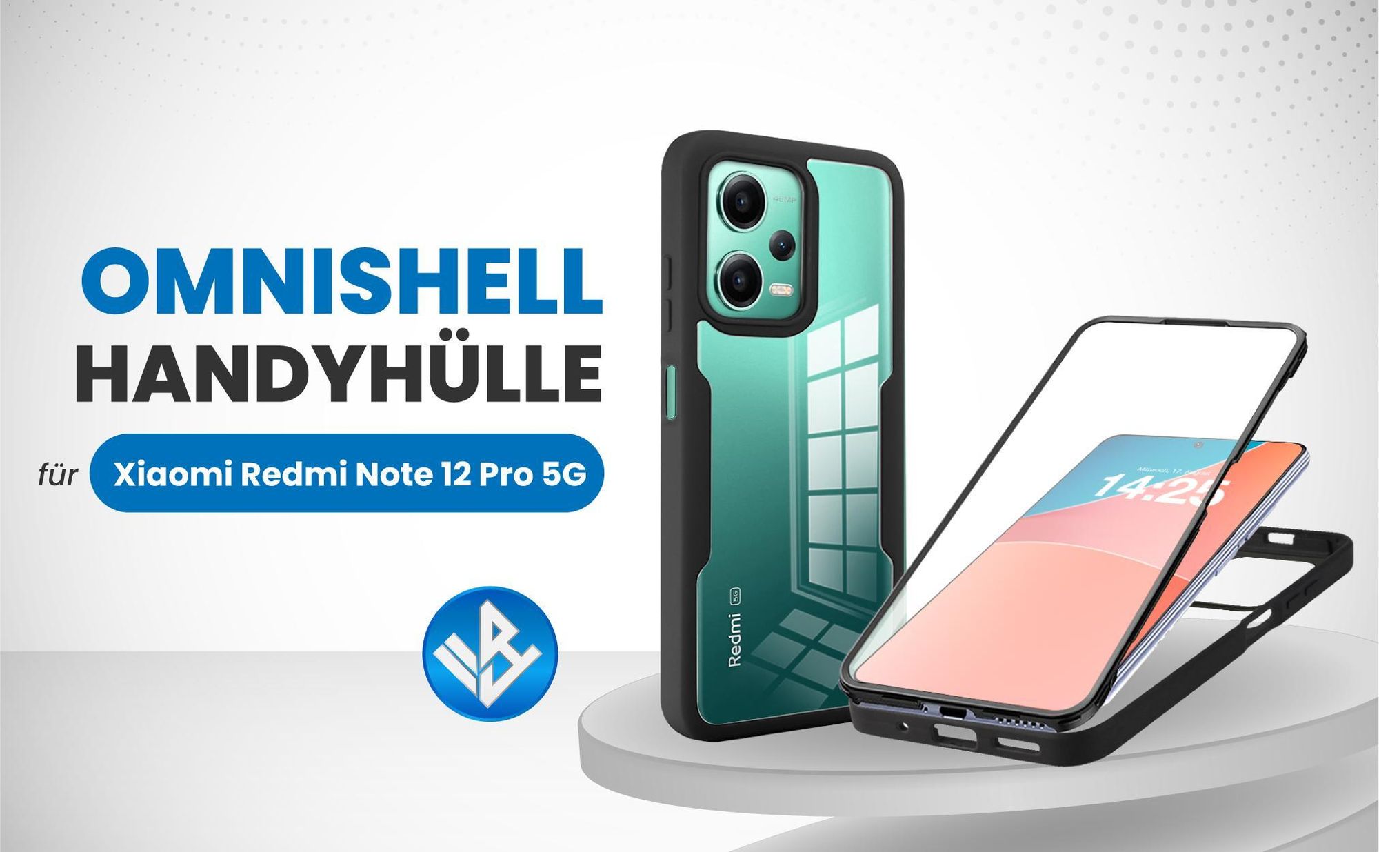 Schwarze 360 Grad Hülle für Xiaomi Redmi Note 12 Pro 5G mit Kameraschutz
