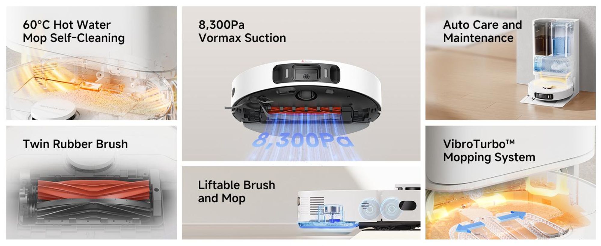 MOVA S20 Ultra Roboter-Staubsauger und Wischmopp-Kombination mit Doppelwalzenbürste, 8300 Pa, Heißwassermopp, selbstreinigend und trocknend, Weiß