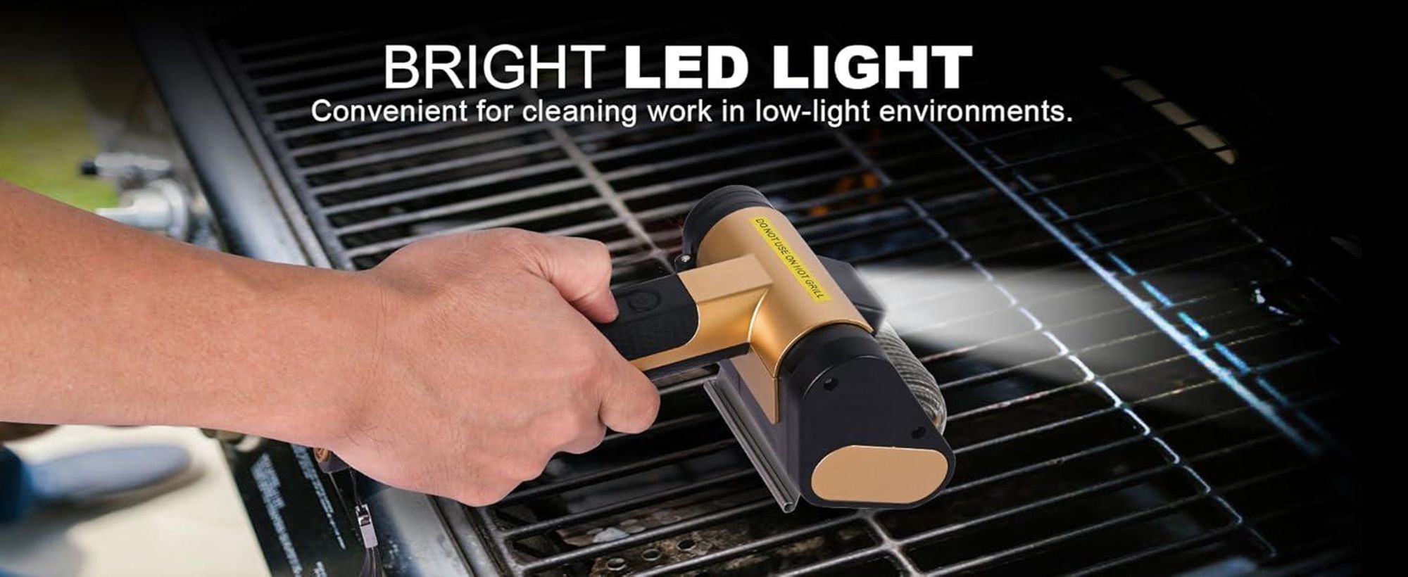 Elektrischer Grillreiniger Borstenfrei - 350RPM Kabellose BBQ Grillbürste mit Edelstahl Walze, LED-Licht, 4000mAh Reinigungsbürste für Holzkohlegrills