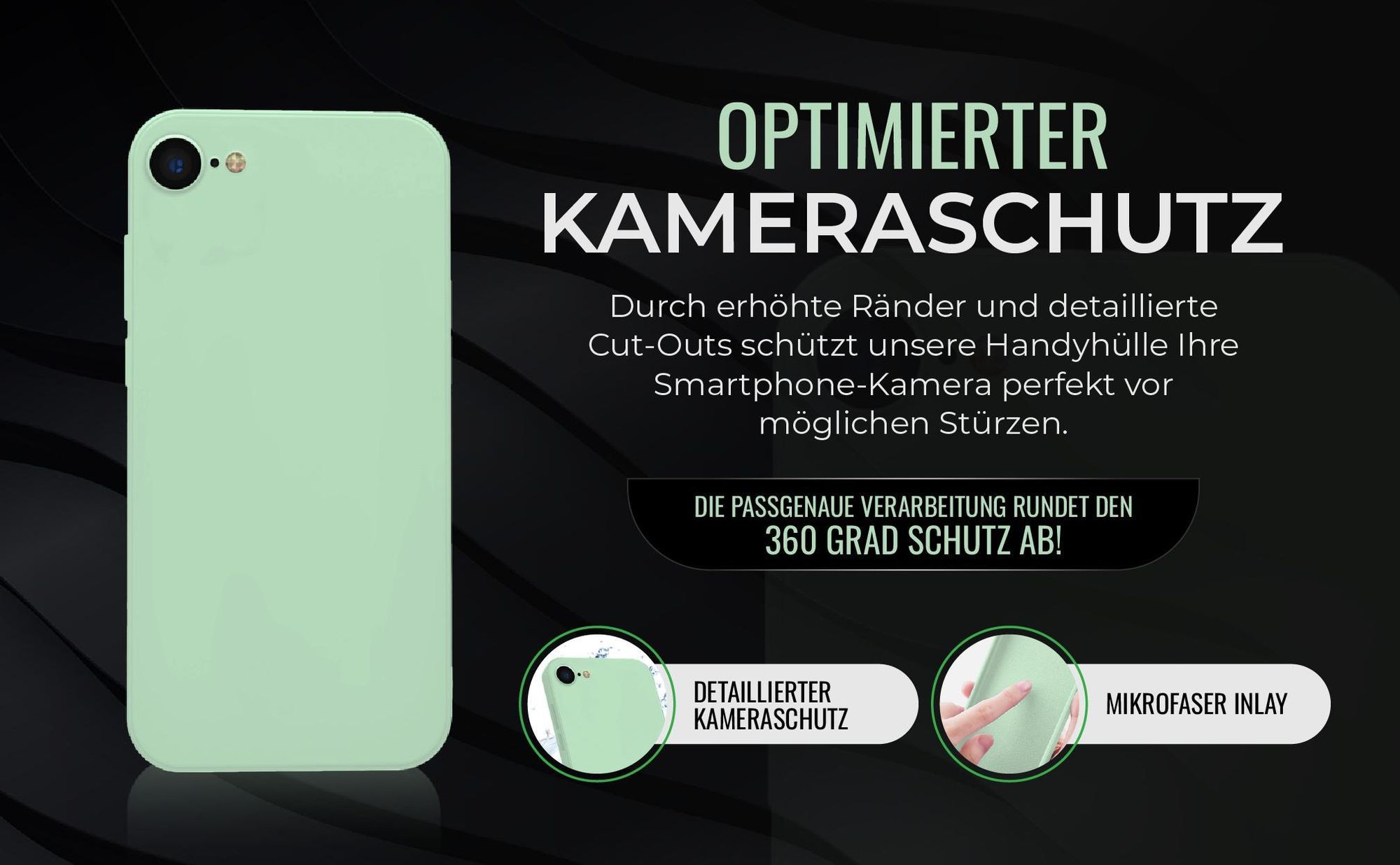 Handyhülle in Türkis für Apple iPhone 7/8/SE 2020 in detailliertem Kamera Cutout