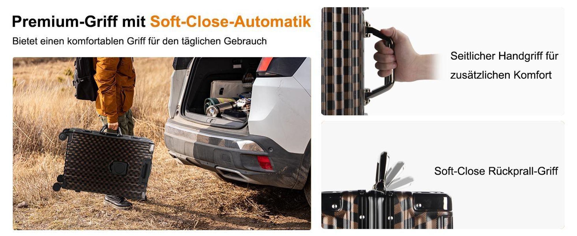 HOMELUX Trolleyset Größe M, L, XL Reisekoffer Alu-Rahmen ABS & TSA Schloss 3 tlg. Trolley Hartschalen koffer Set 2401 Weiß