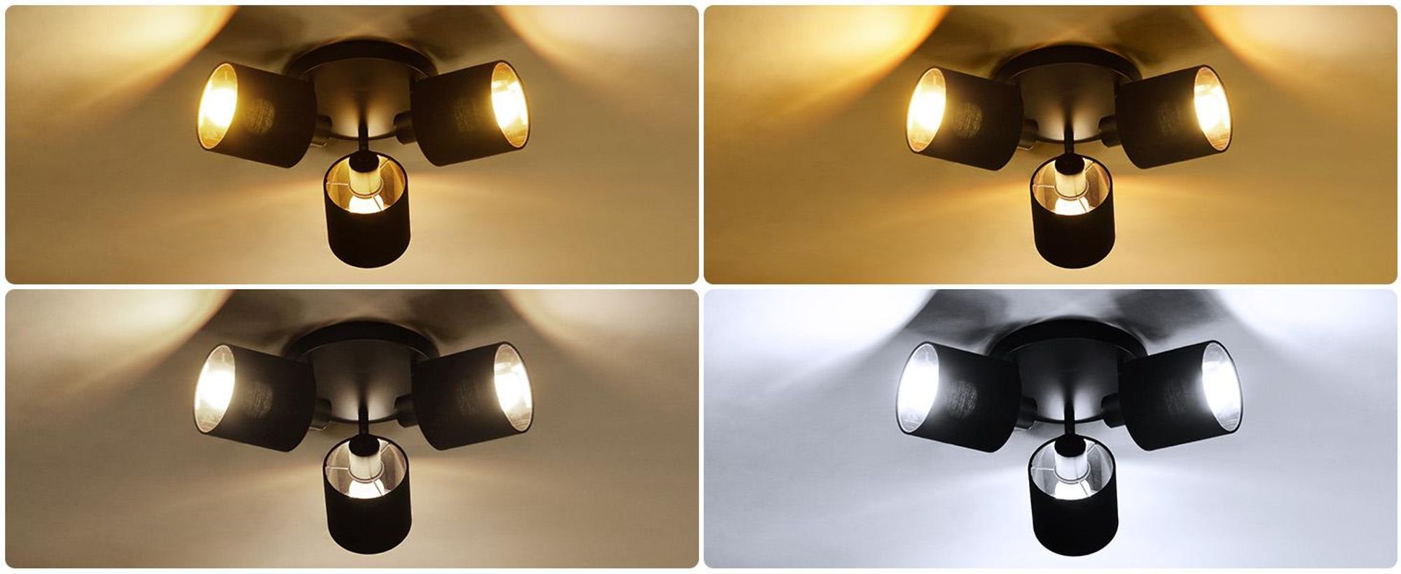 ZMH Deckenleuchte 3 Flammig Deckenlampe Schwarz Rund Deckenstrahler Vintage Deckenspot LED Wandstrahler Schwenkbar 350° E14 (ohne Leuchtmittel)