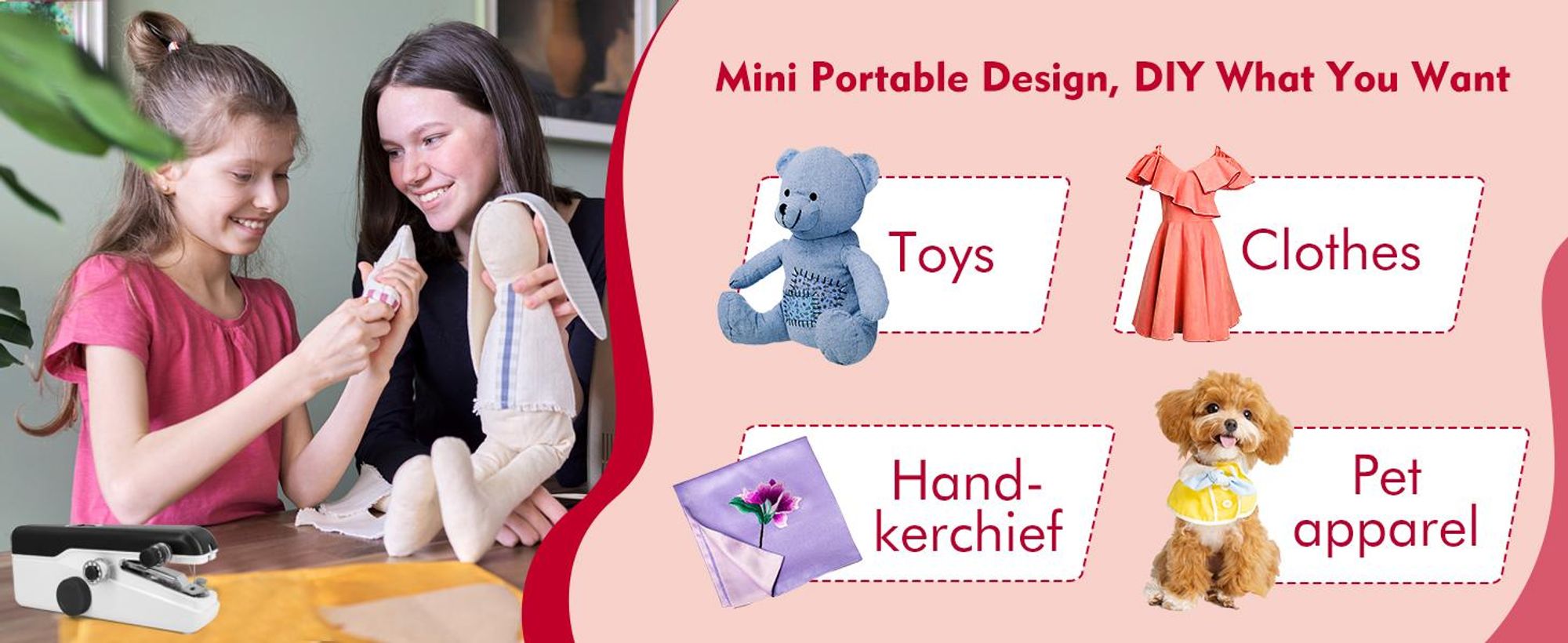 Handnähmaschine, Nähmaschine, Handheld Nähmaschine, Elektrische Nähmaschine, Reisenähmaschine, für Kleidung, Vorhänge, Kunsthandwerk