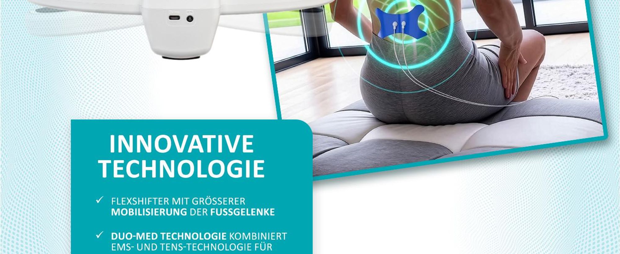 Genius Feelvita Acticur EMS Durchblutung- Stimulator Fuß und Bein Kabellos 11 tlg, EMS Fußmassagegerät elektrisch, Duo Technologie EMS und TENS