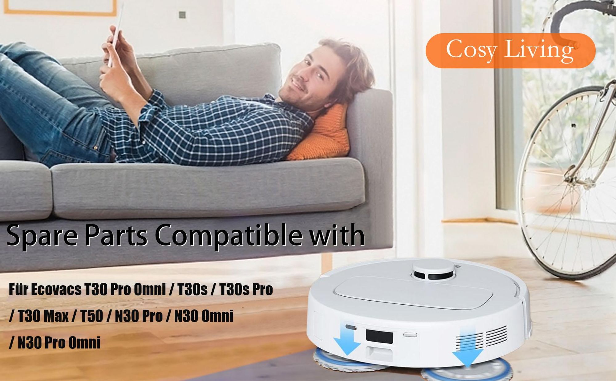 Juksun Ersatz Halterung für Ecovacs Deebot T30 N30 ABS werkzeuglos mit 4 Mopps Mikrofaser für Hartböden Fliesen
