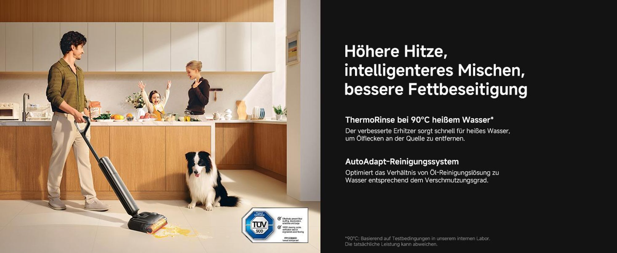 Dreame T16 Pro Heat Nass- und Trockensauger,Ultradünn 9,85 cm,90°C heißem Wasser,Ölbeseitigung,DREI Kanten,kein Verheddern,30kPa,95°C Selbstreinigung