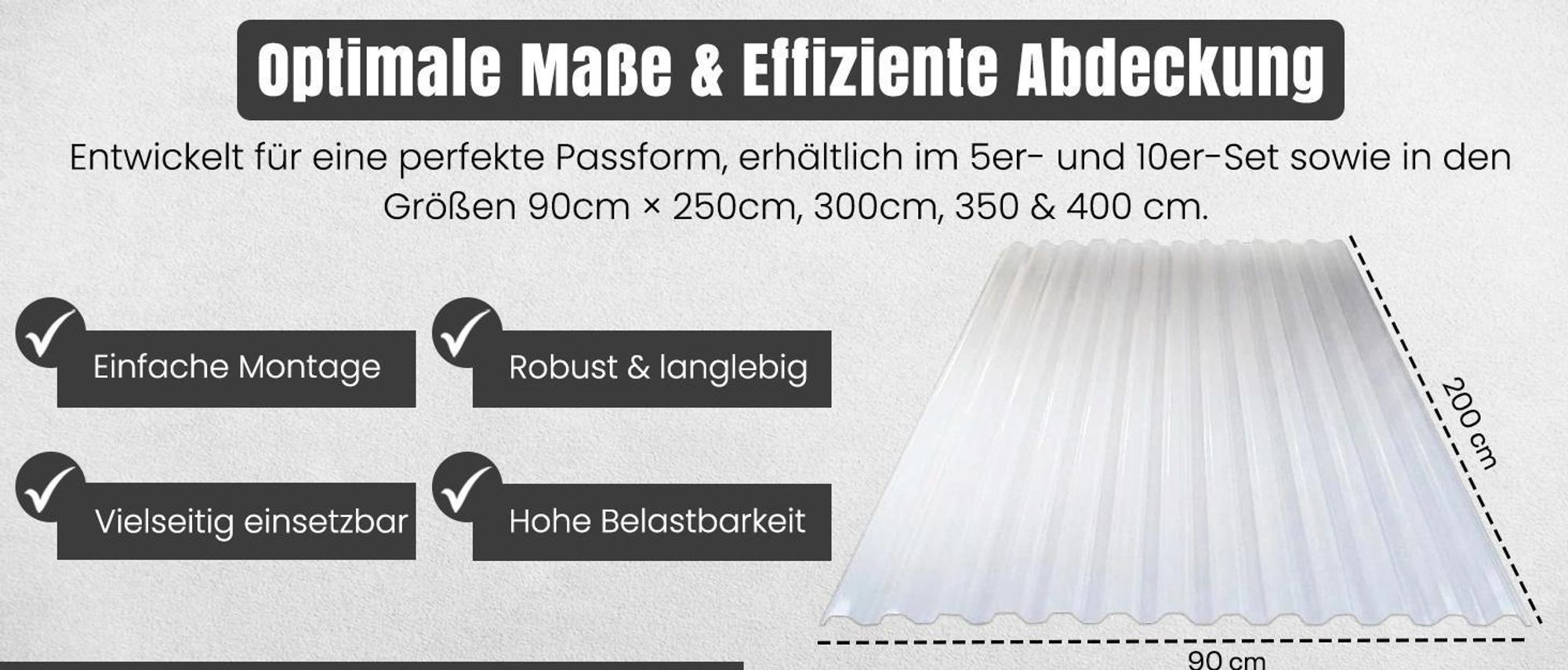 LP Projekt Wellplatte Trapez 90 x 250 cm - 5Stk.